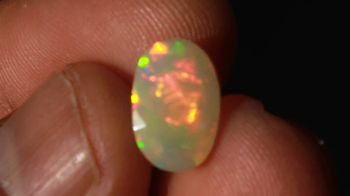 Faceted Ethiopian Opal Cabochon Loose Gemstone Calibrated Size 12x8x7mm 2.85Cts - Video 1 of 1
