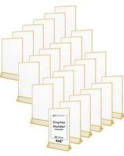 6Pack 6 x 4 Vertical Clear Acrylic Sign Holder with Gold Borders Double Sided