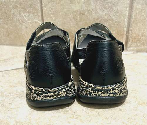 Rieker Anti-Stress DAISY Black Leather Cross-Strap Mary Jane Shoes~Sz 41/10~EXC - Picture 7 of 16