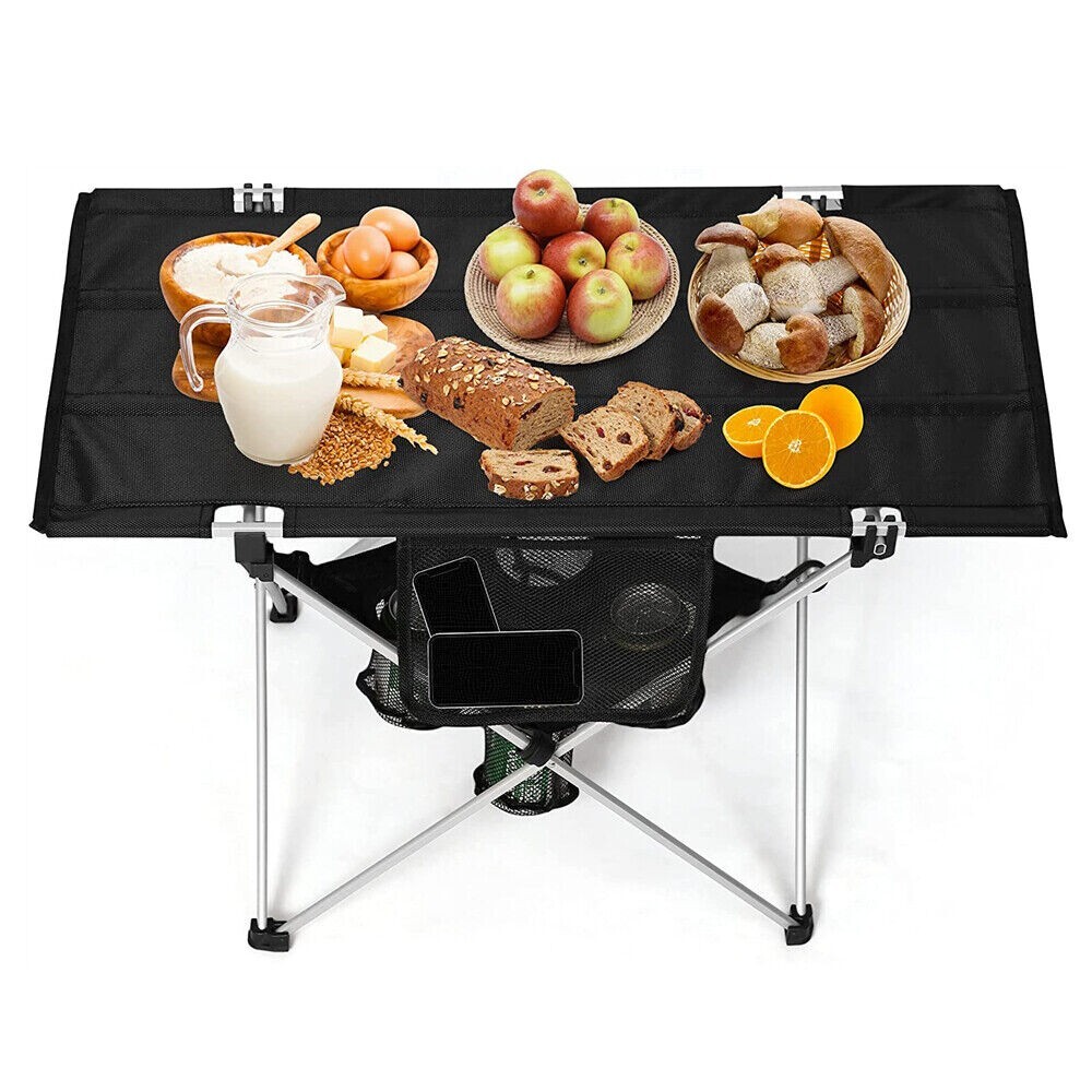 Koreyosh Folding Camping Table Lightweight Aluminum Frame w/ 4 Cup Holders BBQ
