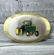 John Deere Tractor Promo Belt Buckle Farmer Rancher Agri Vintage 80s   .CVB221