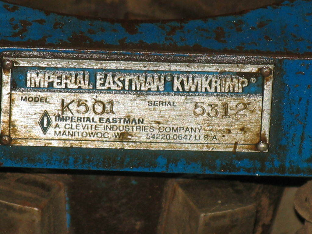 Imperial Eastman K501 Hydraulic Hose Crimp Machine eBay