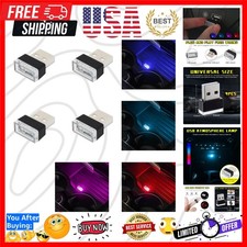 4 PCS USB LED Car Interior Atmosphere Lamp, Plug-in USB Decor Night Light, Po...