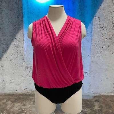White Birch Plus Size 3X Pink Bodysuit Layering Vibrant Party Festival Travel