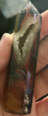 Sardonyx Agate With Quartz Cave Druzy Tower Crystal Carving Polished Stone