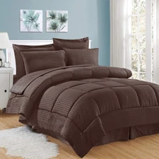Sweet Home Collection 8 Piece Bed In A Bag with Dobby Stripe Comforter, Sheet