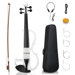 Ktaxon Full Size Electric Violin, 4/4 Acoustic Silent full-size, White 