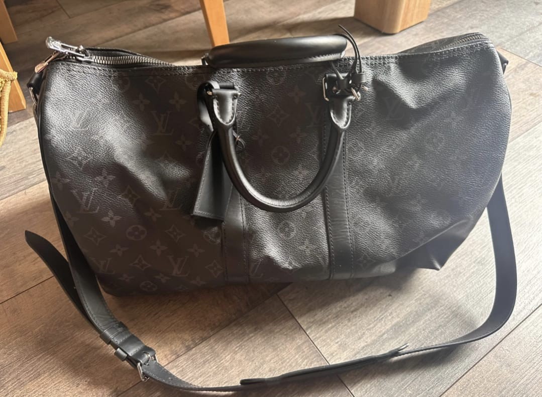 Louis Vuitton Keepall Bandouliere 45 Monogram Eclipse Black Canvas Bag