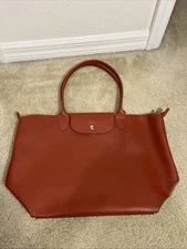 Longchamp Le Pliage City Shoulder Tote Bag in Red Leather