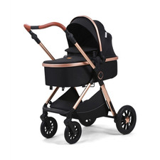 Black Pram Pushchair with Rose Gold Frame, Single Seat, Hood/Canopy