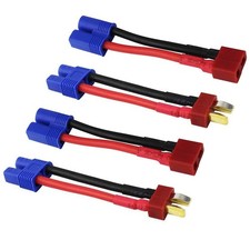 4pcs RC LiPo Battery Connector Adapter Compatible with EC3 to T Male Female Conn