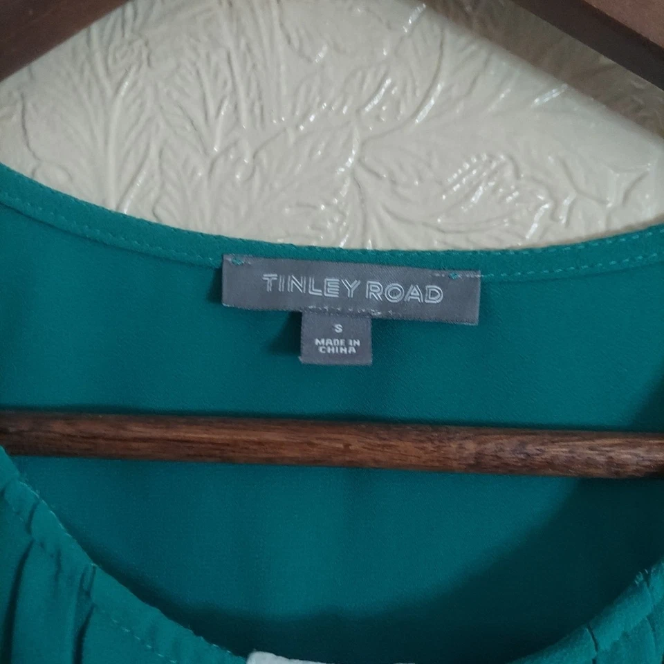 Blusa Tinley Road verde azul sin mangas de gasa talla pequeña Foto 2 de 4