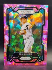 2024 Panini Prizm Baseball Craig Biggio Pink Cracked Ice Prizm Card #123 Astros