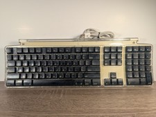 Vintage Apple M7803 Pro USB Wired Keyboard Clear Black Tested and Working