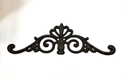 vintage Cast Iron Metal Wall Scroll Hanging Topper 15 1/2'' x 5''
