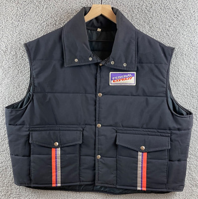 Vintage Federal Express XXL Vest Stan Herman Golden Fleece Blue