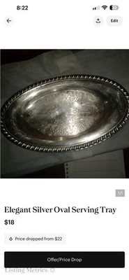 Vintage Silver Plate Unmarked Bread Tray Dish