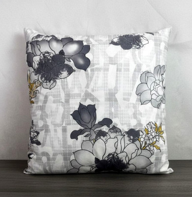 Off White & Grey Floral Kissenbezüge Geometrische Linien 45x45 cm - versteckter Reißverschluss