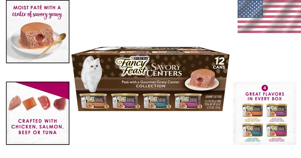 24-Pack Purina Pate Wet Cat Food with Delectable Gravy Centers - Adult Nutrition - Image 2 of 4