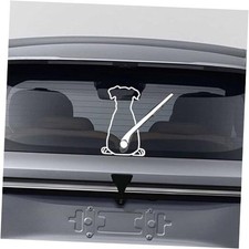 Cute Dog Rear Windshield Wiper Sticker, White Waterproof Vinyl Decal Style B