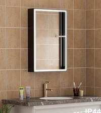 WELLFOR 20x30in Black Left Medicine Cabinet with Mirror LED Light W12MCL2030L