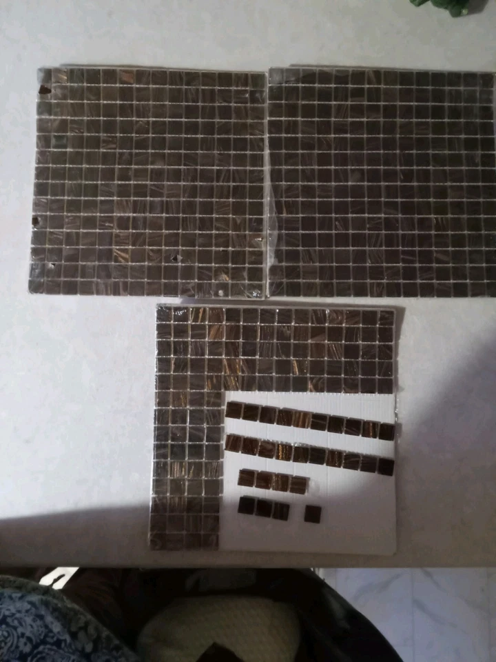 Telhas cerâmicas de parede 3/4" 2 1/2 12x12" folhas listras de cobre marrom brilho - Imagem 4 de 4