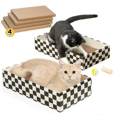 Cat Scratcher Box with 4 Scratching Pads 2 Separate Cardboard Boxes,2-in-1 Ca...