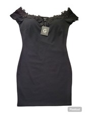 GUESS Black Bodycon Cocktail Dress Floral Lace Neckline Women's Size Small  NWT