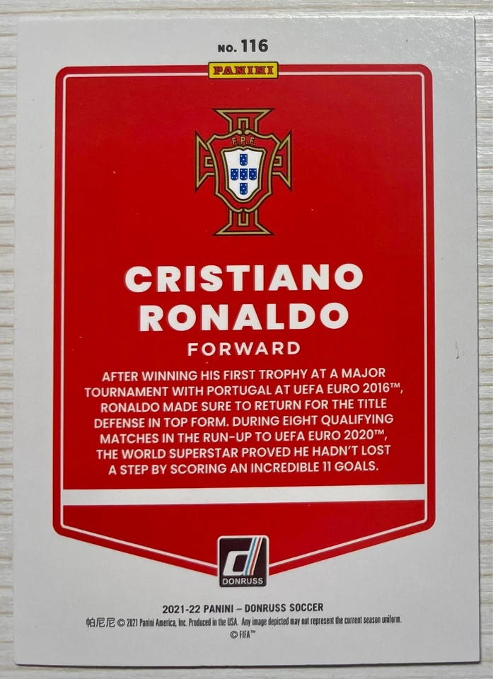 2021-22 Donruss Road to Qatar 💎 Holo Green Laser #116 Cristiano Ronaldo - Imagen 2 de 2