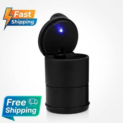 Car LED Ashtray Blue Light Cigarette Holder Portable Cup Ashtray