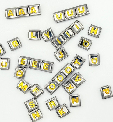 Silber 9 mm Italienisches Charms Armband Glied Goldener Buchstabe Passend Nomination A-Z