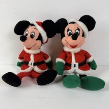 Disney Santa Mickey Minnie Mouse Christmas Plush 10" Stuffed Animal