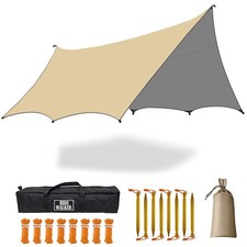 5m X 5m Large Camping Tarps Waterproof Hammock Rain Fly Multipurpose Hexagon UK