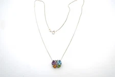 SAI Sterling Butterfly Slide Pendant w/Colorful Stones on Marsala Sterling Chain