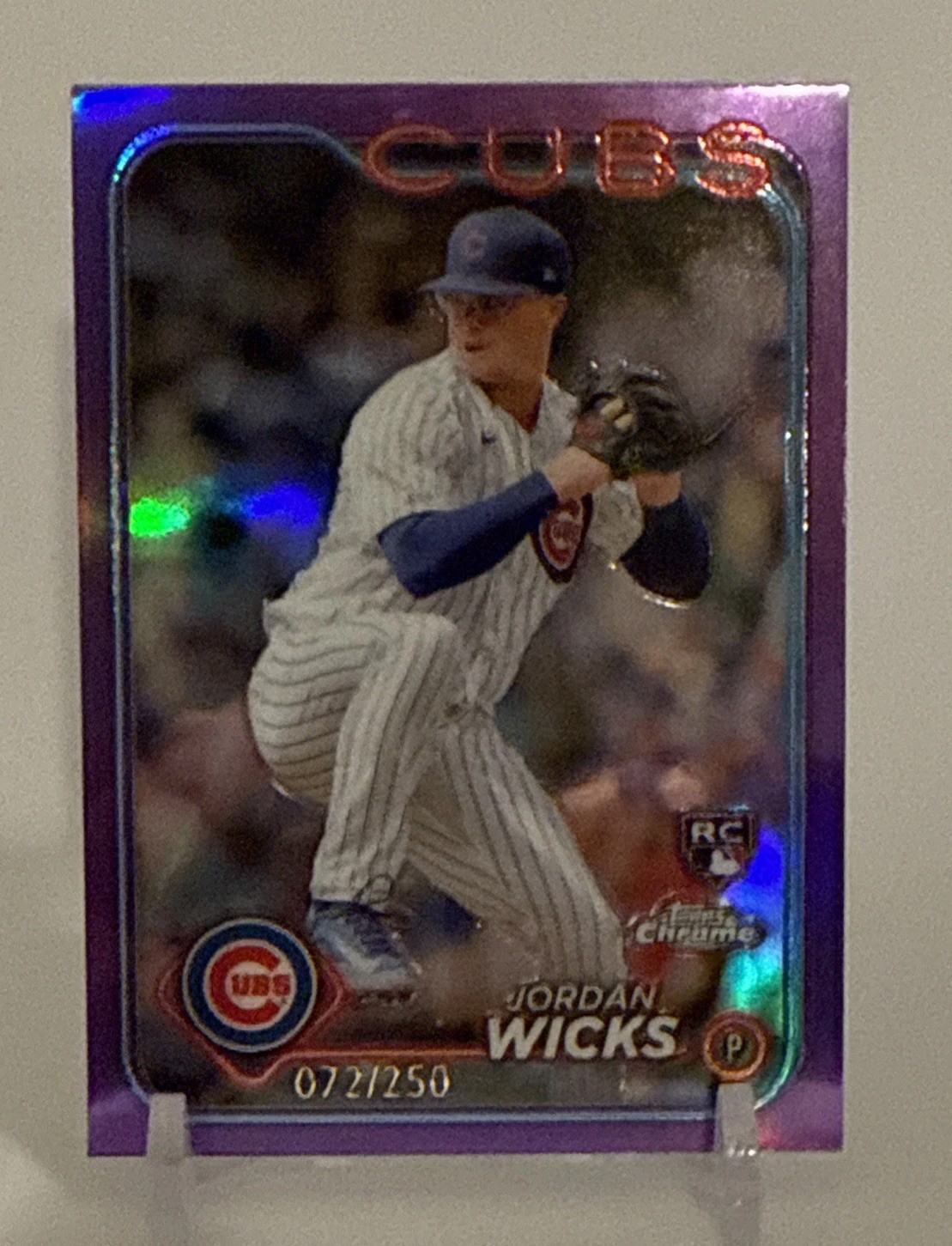 Jordan Wicks RC 2024 Topps Chrome Purple Refractor Rookie Card 186/250 #67 Cubs