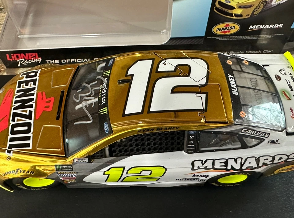 Ryan Blaney Penzoil Menards 2018 color cromo diecast autógrafo 1 de 36. RARO Foto 2 de 4