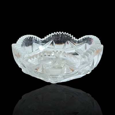 Atq Krys Tol Scalloped Saw Tooth Chippendale Style 4.5'' Bowl Hidden Star David