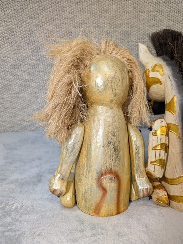 Pier 1 Wood Folk Art Jointed Lion/Zebra Shelf Sitter Hand Carved Nursery Rustic - Picture 8 of 12