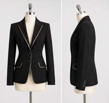 DKNY Women s Black Blazer Size agrega talla Tailored Jacket Bronze Trim Elegan