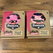 2 BABY PINKLES Fuggler Keyring Winged Bat Weirdo Pink Zebra