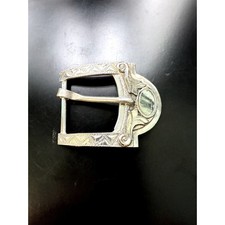 Vintage Mexico Solid Sterling Silver Embossed Belt Buckle