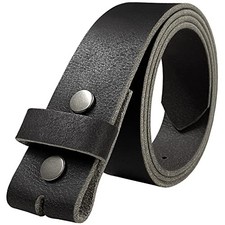One Piece Full Grain Buffalo/Oil Tanned Leather Belt Strap or Belt, 1 36 Black