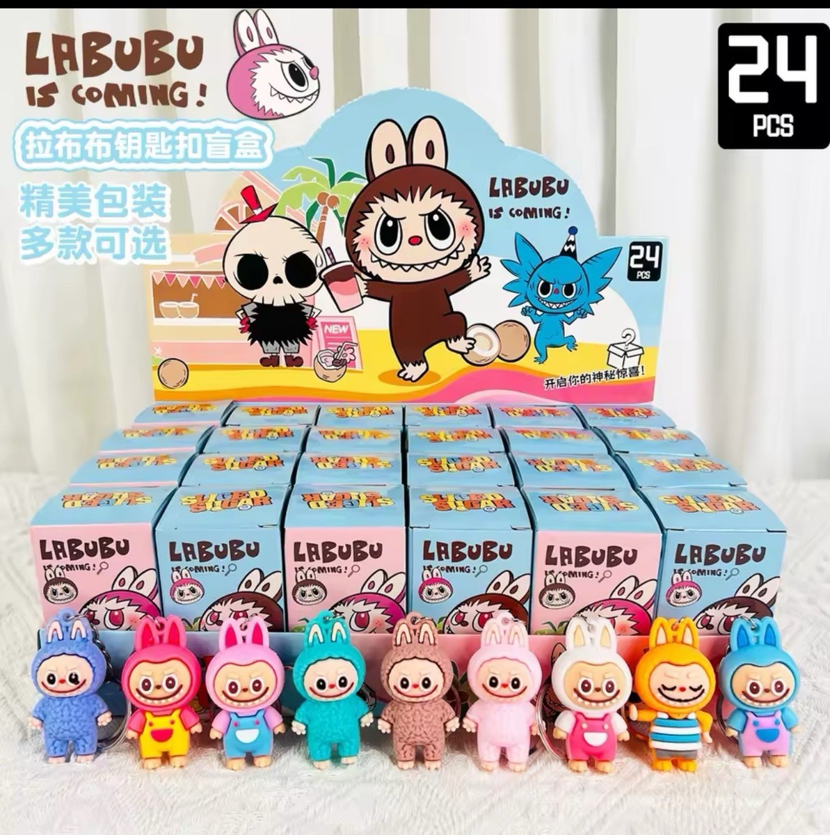 セブンイレブン 冬ギフト 2025 Blind Labubu PCS 24 Box Pendant Small PVC Doll Figure クリアファイル