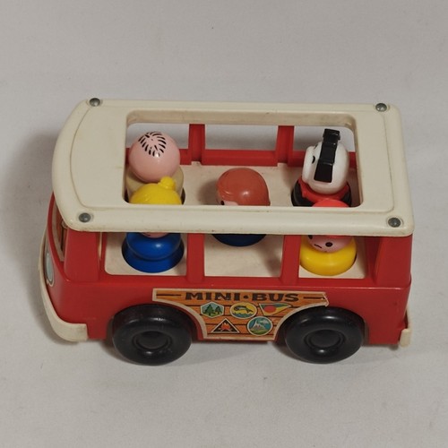 Vintage Fisher Price 1969 Mini Bus #141 Play Family Little People W/ 5 Figures - Picture 3 of 15