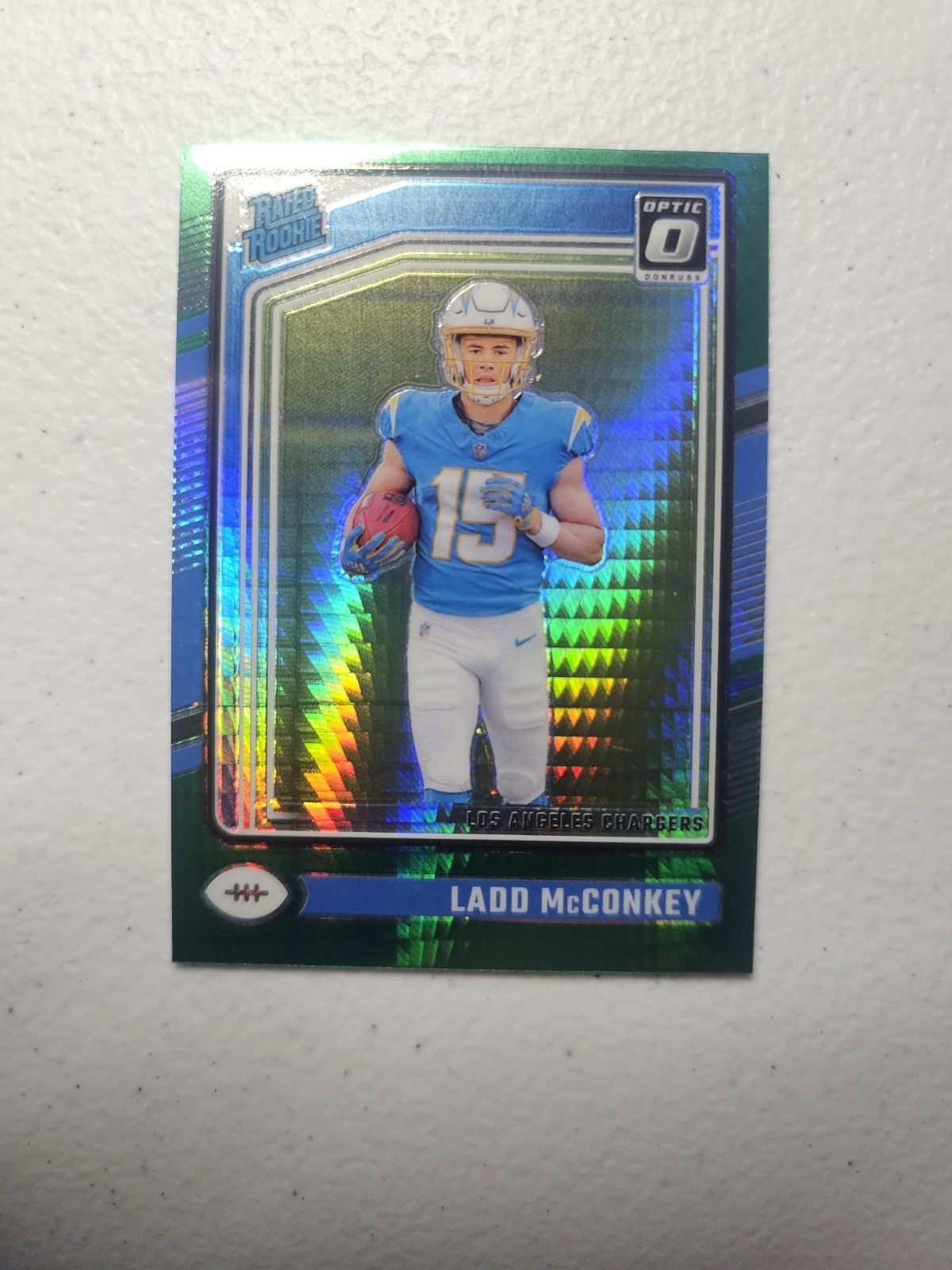 Ladd McConkey 2024 Panini Donruss Optic Rated Rookie #266 Aqua Prizm /299 (RC)