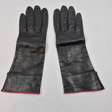 Madova Gloves 7.5 Black Red Italian Leather Silk Lined Vintage Florence Italy