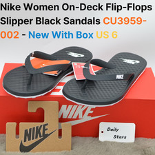 Nike Women's On-Deck Flip-Flops Black Beach Sandals CU3959-002 New With Box