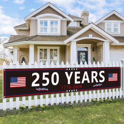 Large 250 Anniversary USA Banner 120'' X 20'' 250 Years of Freedom 1776-2026 Ameri