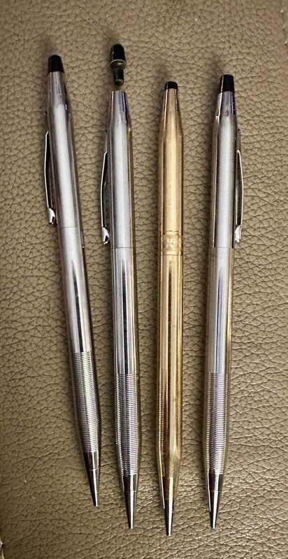 Set Of 4 Vintage Cross Mechanical Lead Pencils & 1 Case