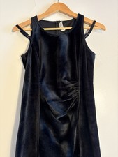 Vintage Armani J Black Burnout Velvet Knee Length Edgy 80’s Italian Made Dress 8